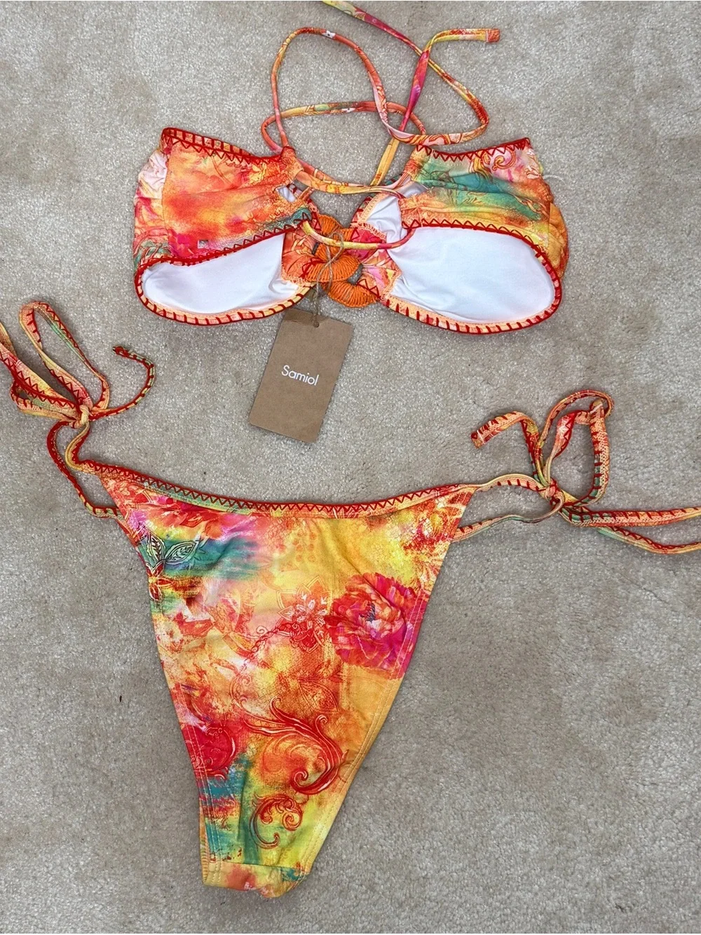 Samiol Tropical Floral‎ Strapless Bandeau Bikini Set — Size M